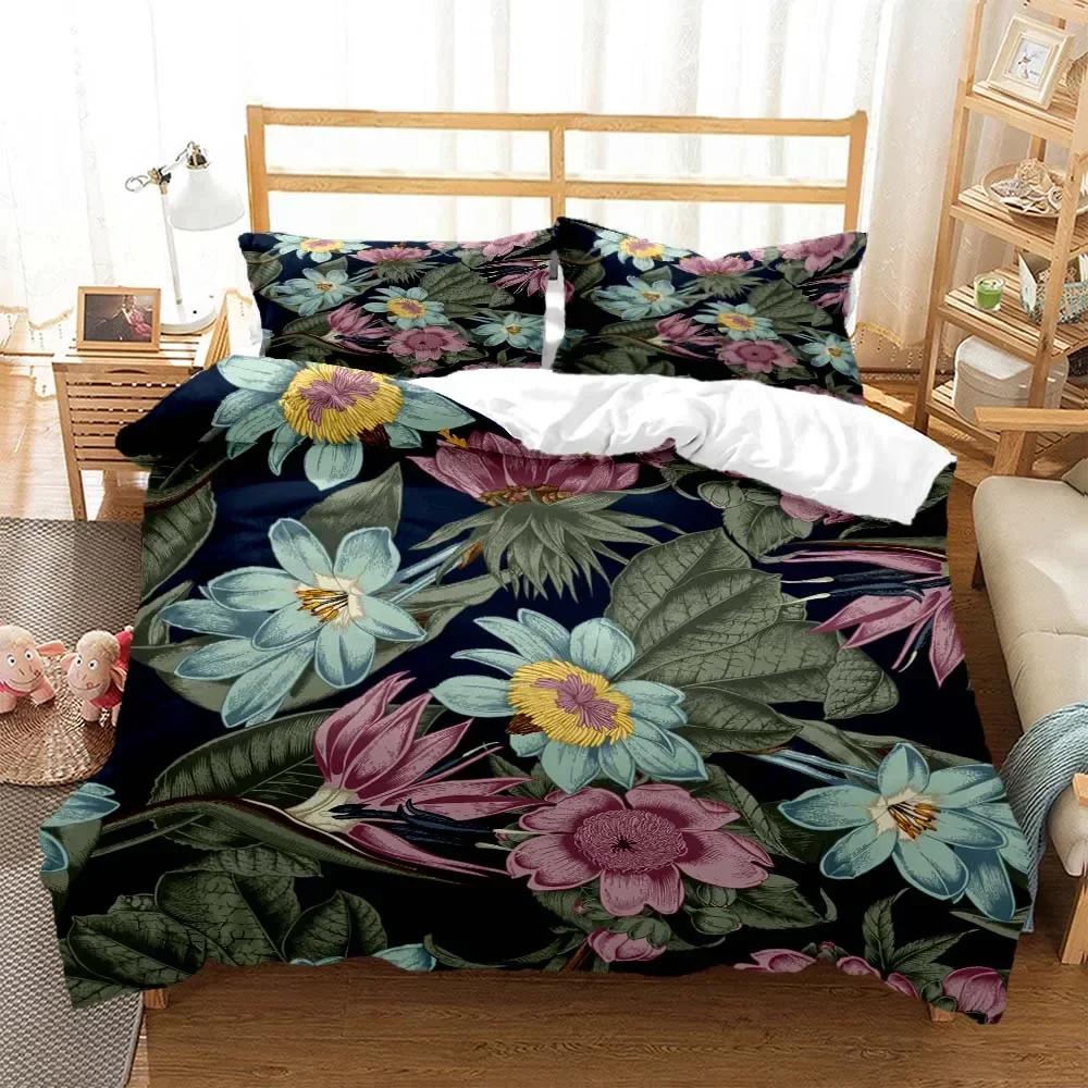 Plant Flowers Digital Comfortable Duvet Quilt Cover Pillowcase Bedding Set Children Bedroom Decoration Home Textile