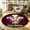 Round Rug Custom NameWales Rugby Pattern Non Slip Carpet Home Floor Decor