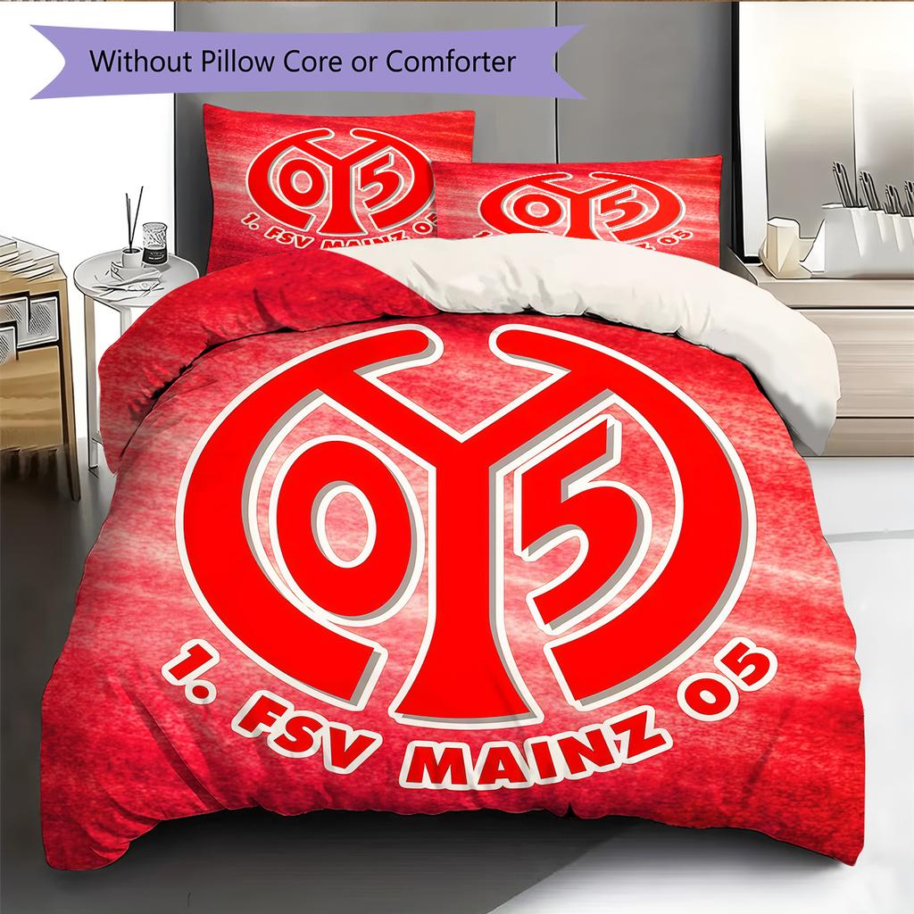 FSV Mainz 05 Μοτίβο Κλινοσκεπάσματα Διακόσμηση Σπιτιού Δώρο Γενεθλίων (1 * παπλωματοθήκη + 2 * μαξιλαροθήκη, χωρίς πυρήνα)
