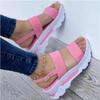 Summer New Large-size Women's Shoes Wide-sided One-word Buckle with Thick-soled Wedge Heel Fish Mouth Sandals Women