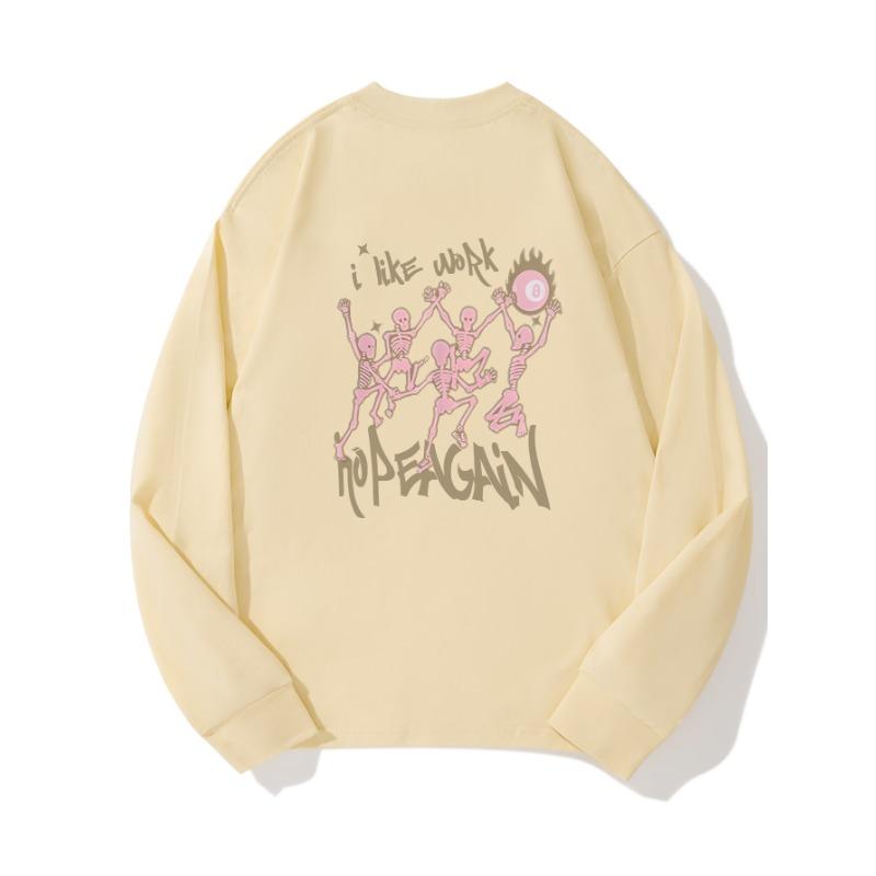 

Осенняя одежда Human Skeleton, длинный рукав, чистый хлопок, новый мужской и женский топ, весенний внутренний слой, базовая рубашка, футболка с круглым вырезом и длинными рукавами XXL бежевый