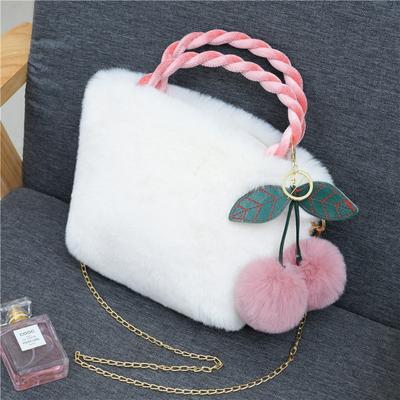 New Autumn and Winter Plush Bag Cute Girl Cherry Bag Shoulder Messenger Bag Women's Handbag