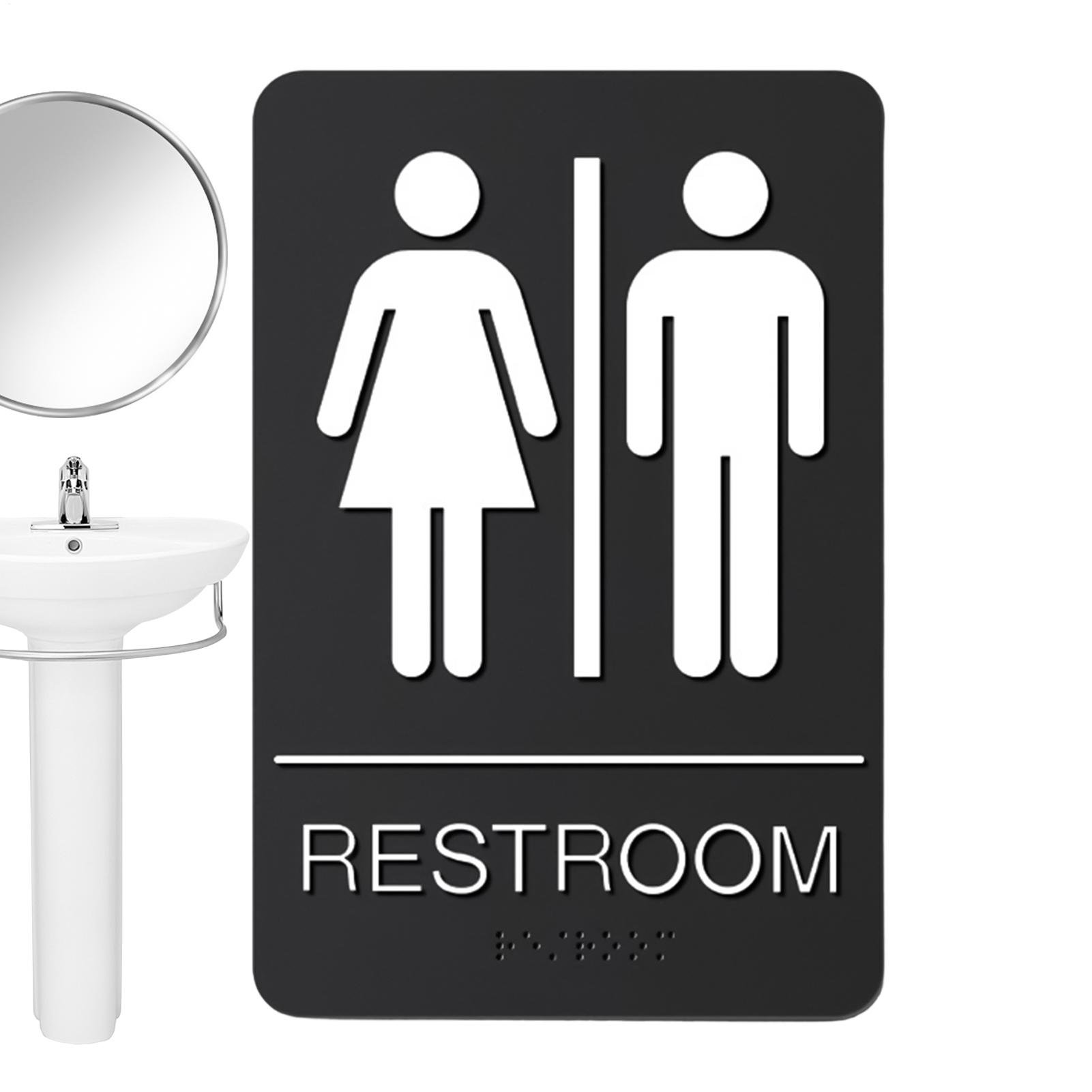 Business Restroom Signage 22.5x15cm Modern Self-Adhesive Tag ADA Braille Restroom Signage Gender Neutral Restroom Signage CN