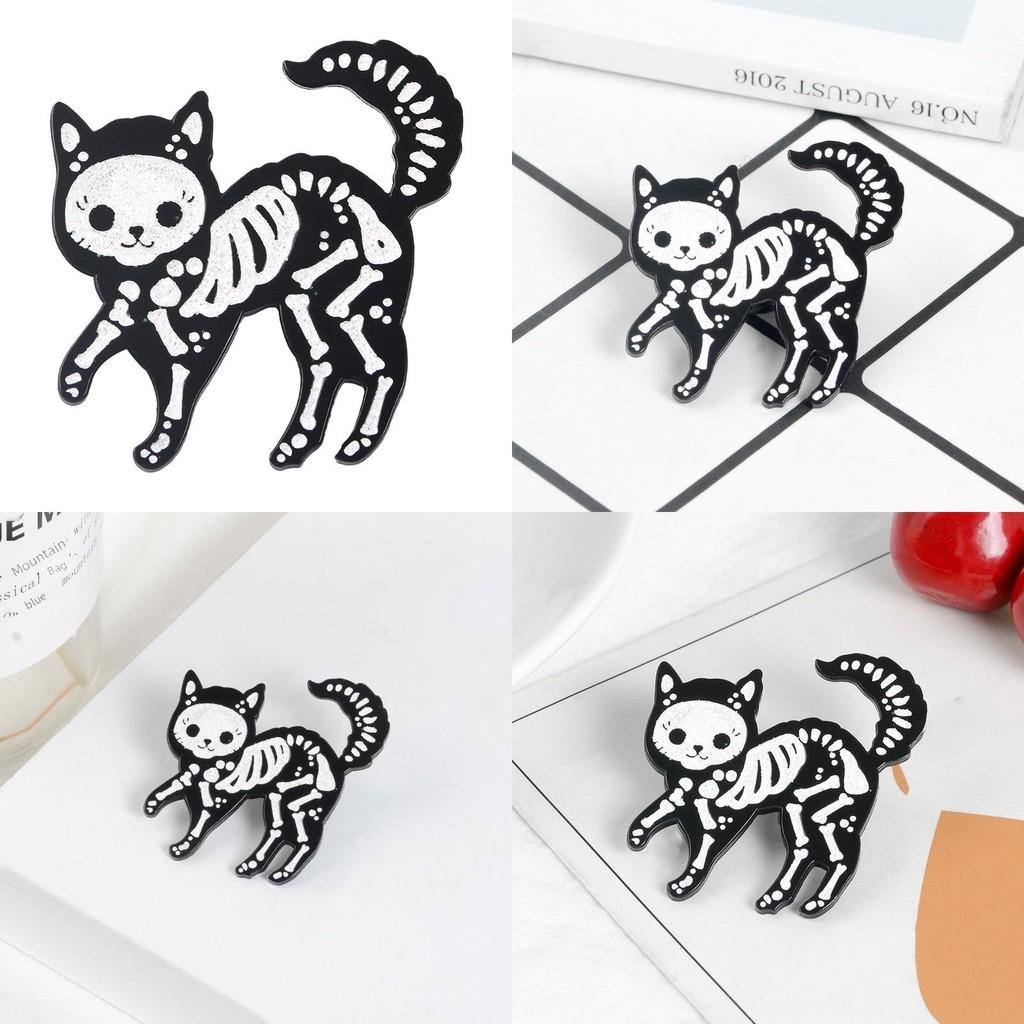 Creative Cartoon Personality Skull Cat Brooch Adorable Animal Style Pin For Everyone