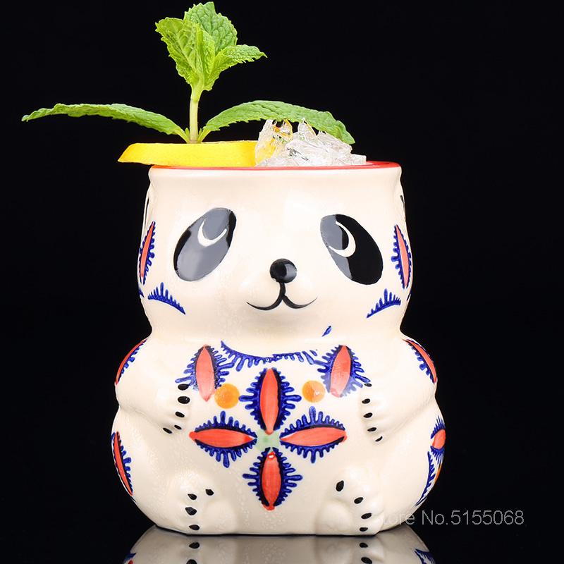 Niedliche Keramik-Panda-TIKI-Tasse, Amerika-Bar, beliebte Party-Cocktail-Tasse, Restaurant, molekularer Lebensmittelbehälter, Sorbet-Mischweinbecher