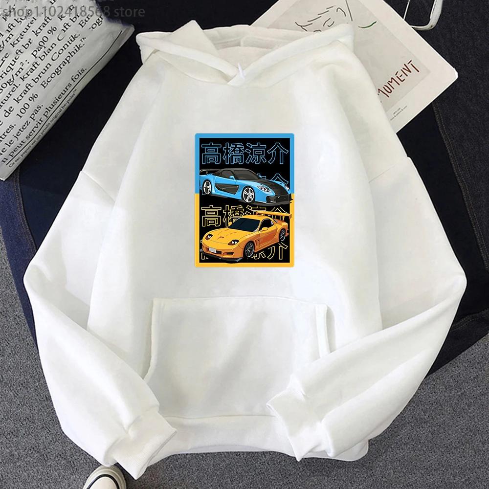 Japanese Anime AE86 Hoodie Initial D Graphic Sweatshirt Men O-Neck Long Sleeves Fashion Casual Drift Racing Women Clothing
