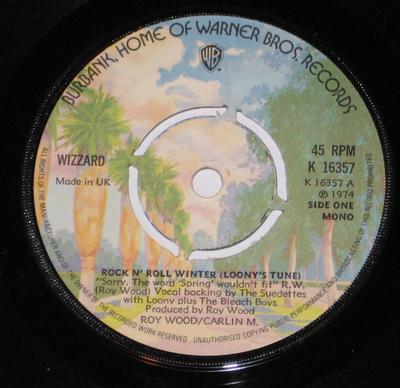 7-Zoll Schallplatte WIZZARD - Rock N' Roll Winter K16357 Warner Bros. Re 1974 UK Rock Used