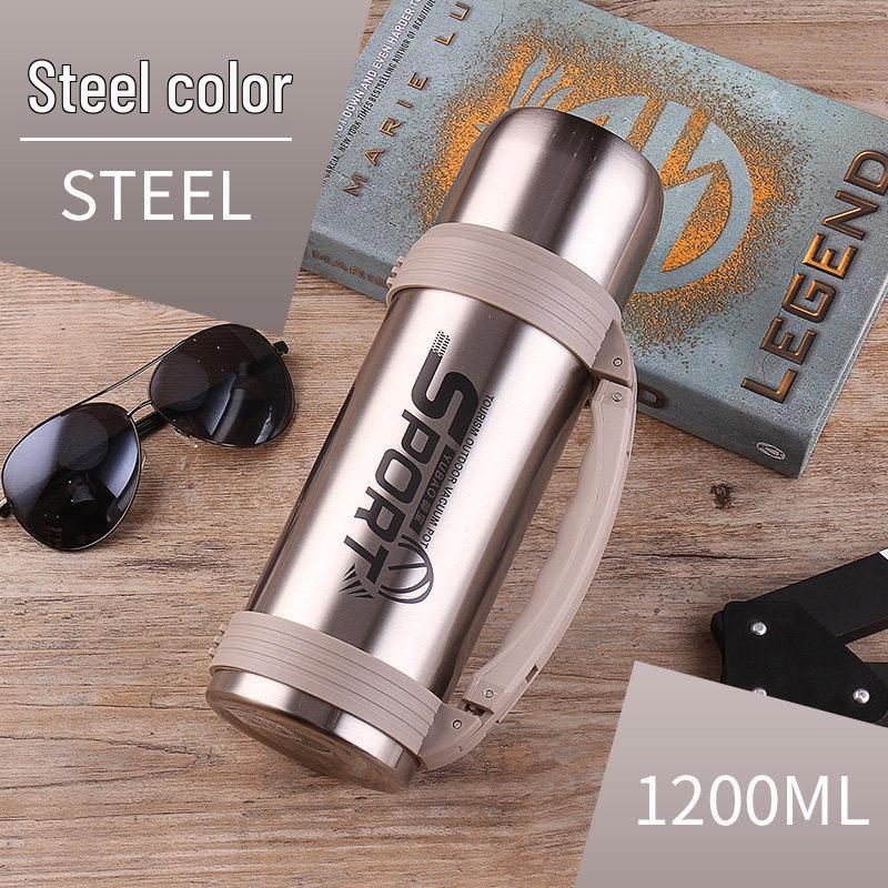 Men's 1500ml Stainless Steel Travel Thermos Flask - Large Capacity Outdoor Vacuum Bottle