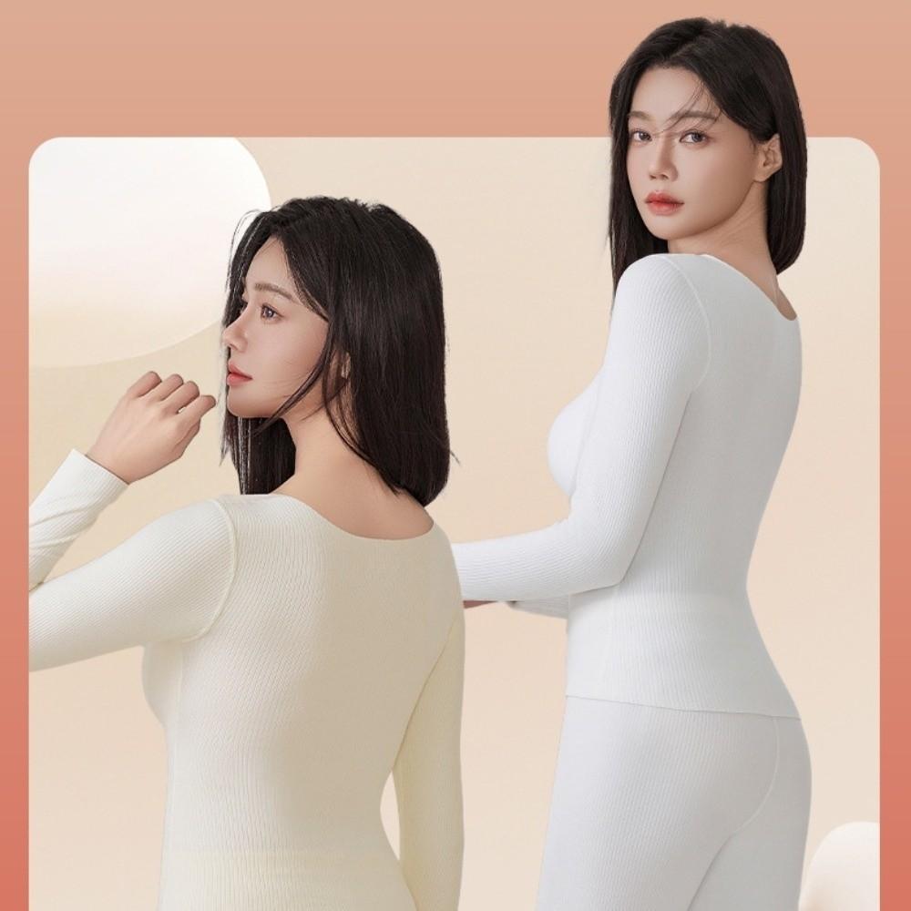 Body-Shaping Warm Long Tops Pants Set with Chest Pad Slimming Underwear Underwear