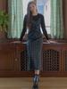 AVANT-G Tartan Check Shirring Dress - Green