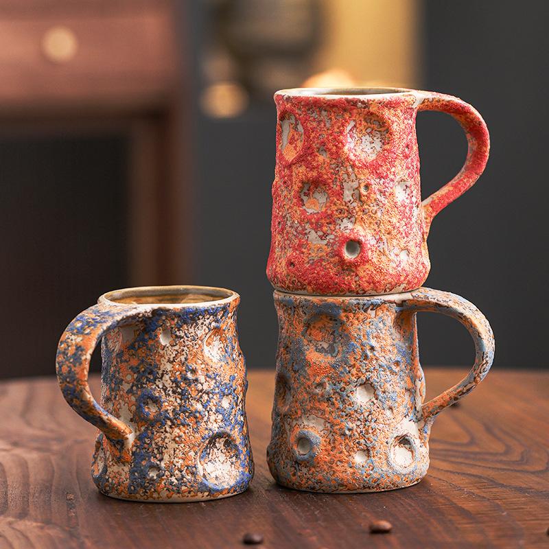 Nordic Style Ceramic Coffee Cup High Value Coarse Ceramic Cup American Latte Flower Cup Creative Mug