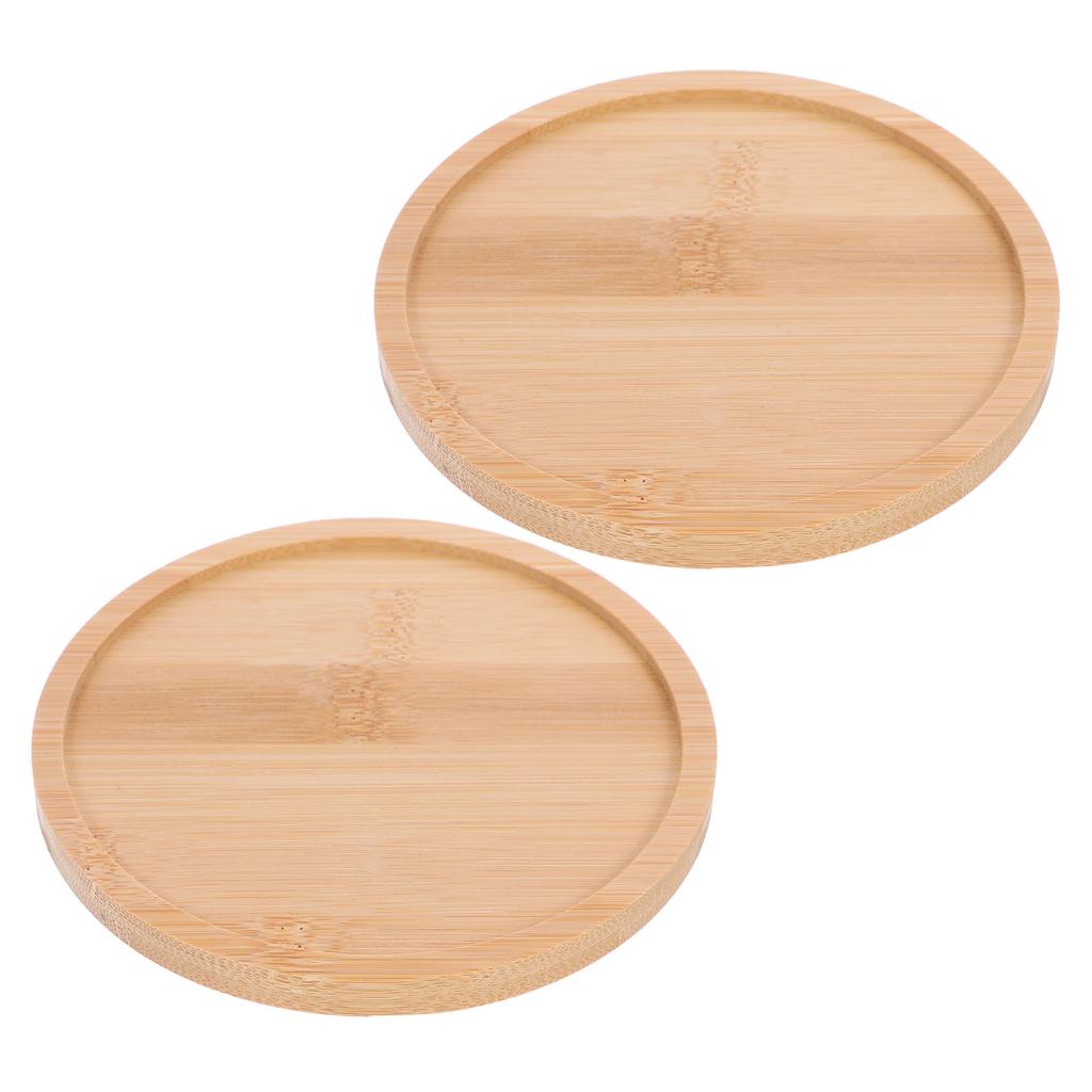2 Pcs Bamboo Tray Wooden Plates Food Trays Wood Tableware Fruit Plates Serving Platters Home Decor Kitchen Counters Round Tray