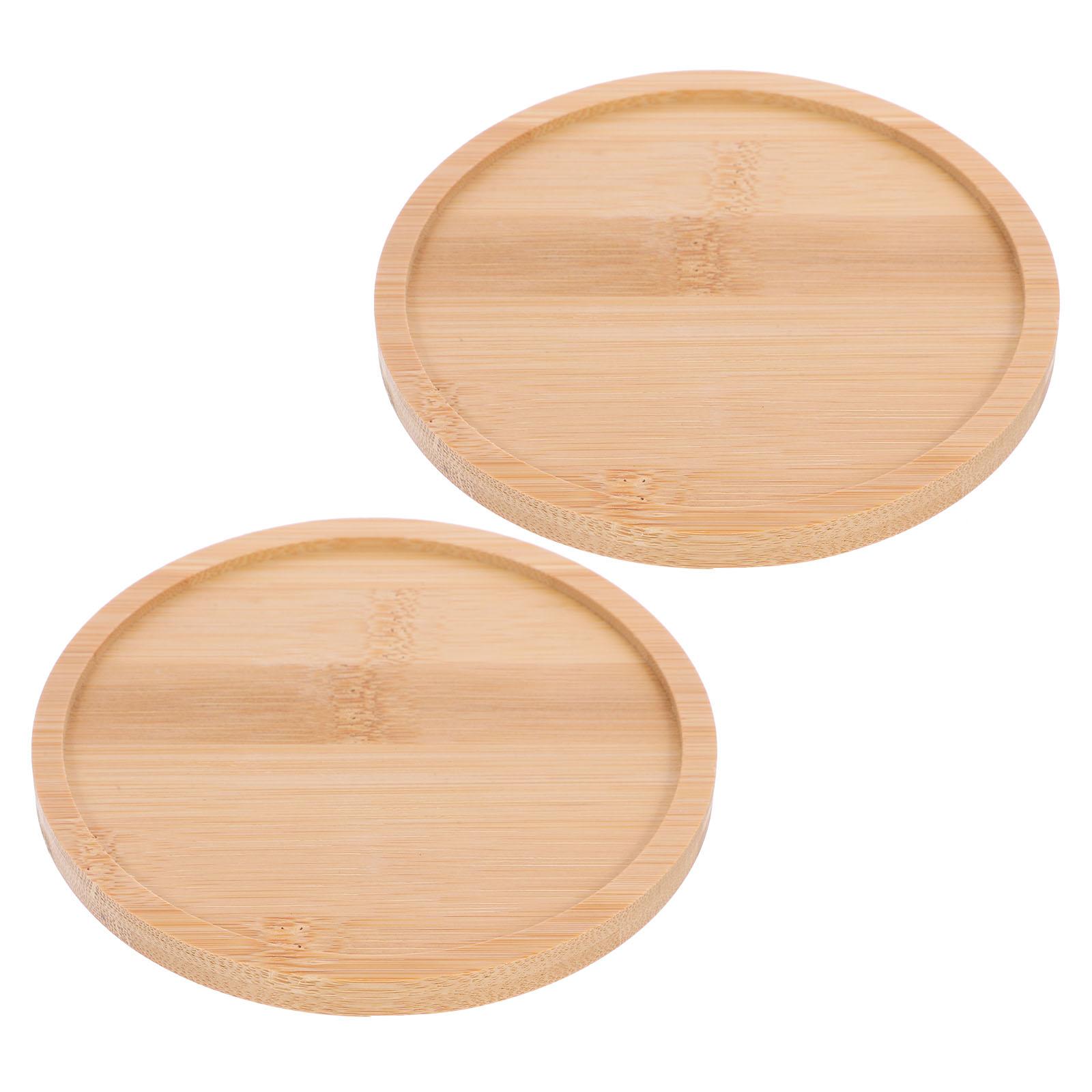 

2 Pcs Bamboo Tray Wooden Plates Food Trays Wood Tableware Fruit Plates Serving Platters Home Decor Kitchen Counters Round Tray 13.00X13.00X1.00CM