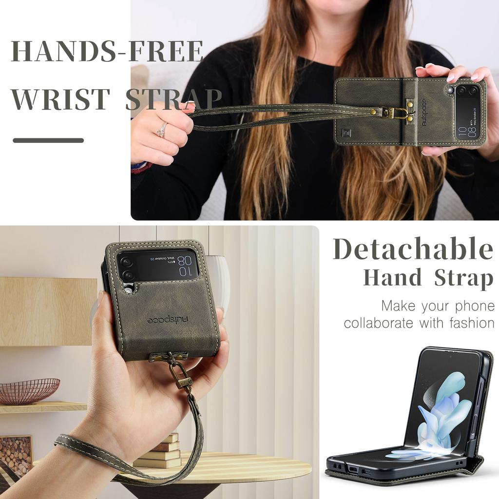 Bequeme Handytasche aus Leder mit Lanyard für Samsung Galaxy Z Flip4 Flip 4 5g Zflip4 Rutschfestes Handy-Zubehör Funda