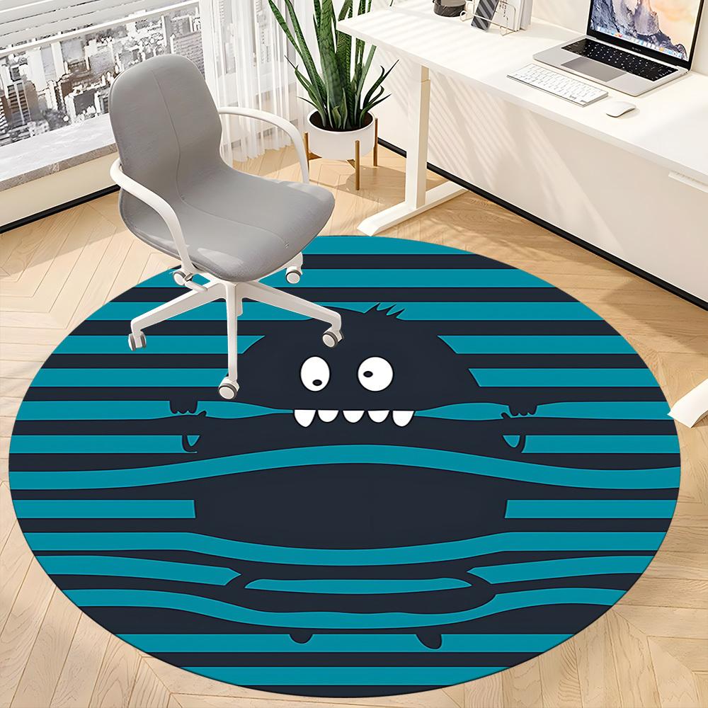 1PC Monster Stripes Office Round Area Rug, Mat Suitable For Office, Under Office Chairs Bedroom Living Room Home Decor, Room Deco