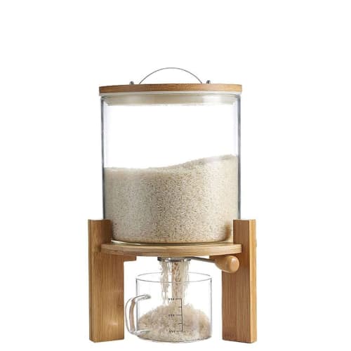 Rice Container, Rice Dispenser, Storage Container with Measuring Cup, Rice Storage Tank, Rice Case, Rice Storage Container, Airtight and Moisture-Proo
