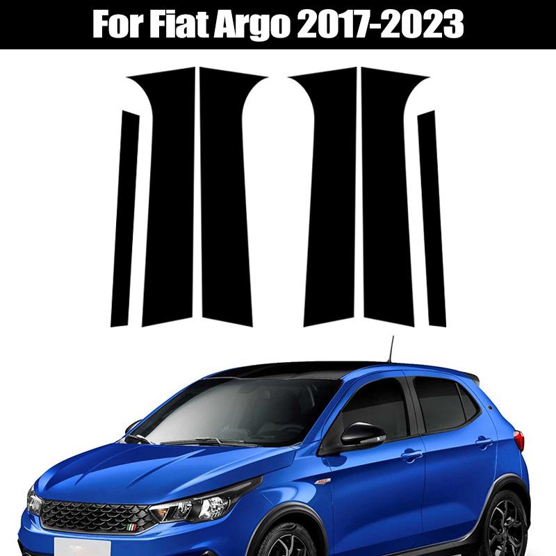 6Pcs Glossy Black Pillar Posts For Fiat Argo 2017 2018 2019 2020 2021 2022 2023 Window Decoration Cover Door Side Trim Stickers