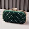 Women's Quilted Handbag Black Velvet Evening Party Bag Vintage Luxury Designer Diamond Clutch Crossbody Shoulder Wallet for Lady