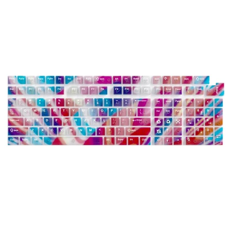 Original Height Translucent Rainbow Keycap Set With Smooth Texture 132 Keys Compatible For Mechanical Keyboards Keycaps