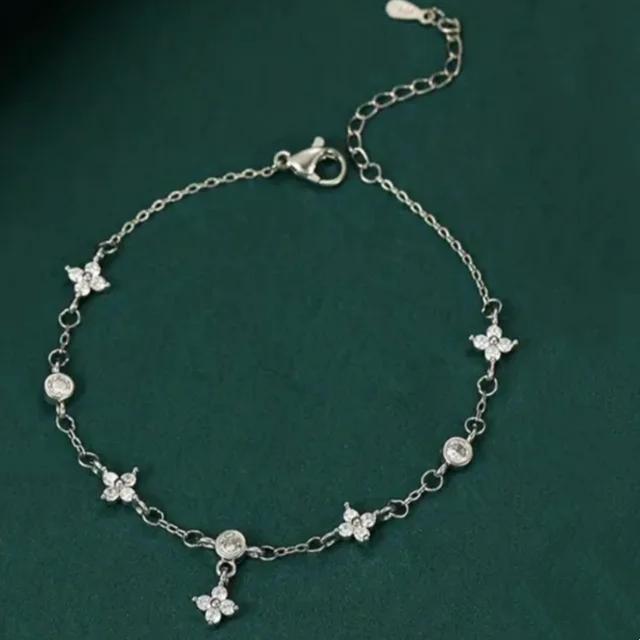 

ANENJERY браслет с блестящим цирконом и цветочным дизайном для женщин, модные простые браслеты-цепочки, свадебные украшения