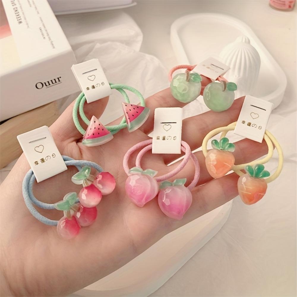 2/10pcs Bohemia Children's Carrot Head Rope Female Korean Cute Fruit Headwear Hair Tie Rubber Band Cherry Hair Rope