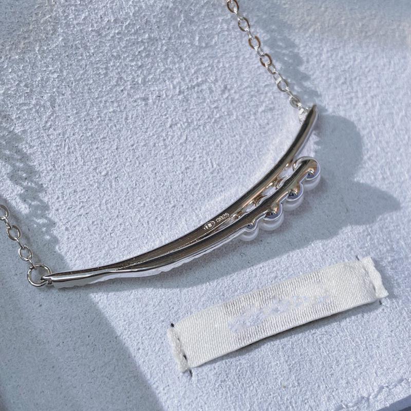 Elegant Sterling Silver Pearl & Diamond Clavicle Necklace – Women's Japanese & Korean Fashion