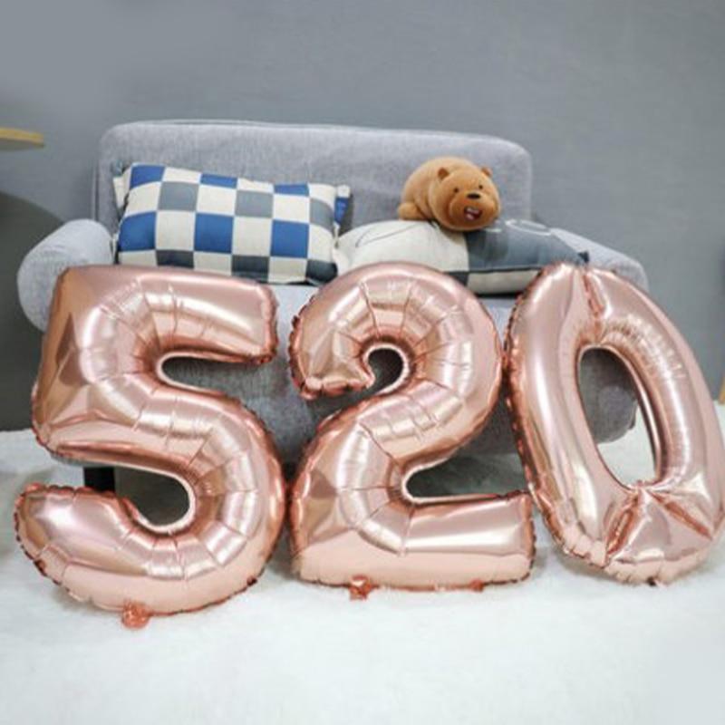 21 Inch Small Number Balloons 0 9 Wedding Wedding Room Baby Birthday Party Decoratio Aluminum Foil Rose Gold Balloon Set