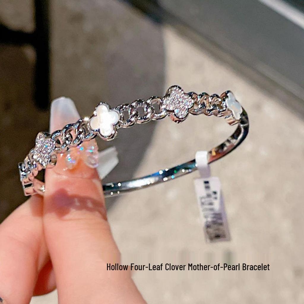 Cross Flower Zircon Bracelet: Light Luxury Mother-of-Pearl Four-Leaf Clover Jewelry