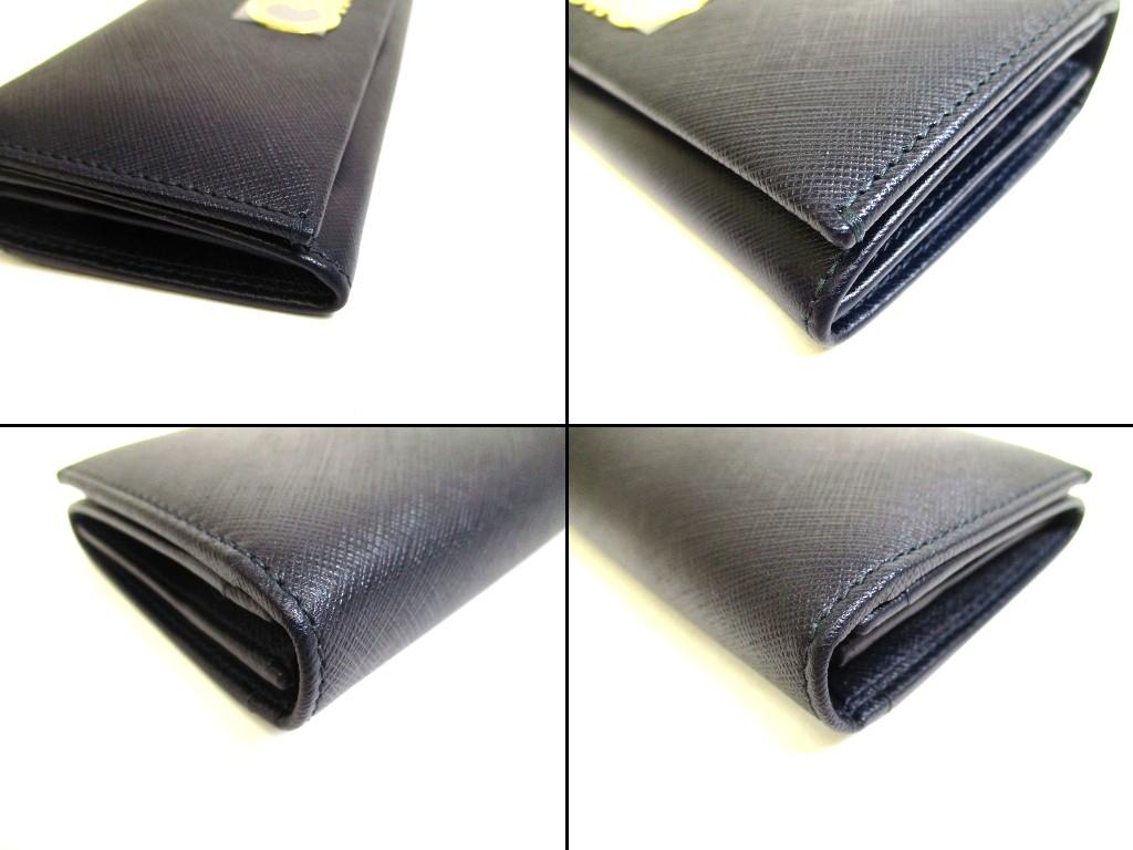 Authentic Salvatore Ferragamo Gancini Navy Blue Leather Gold H/W Flap Long Wallet #b230 Open box