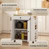 Rolling Kitchen Island with 3-Tier Spice Rack, Kitchen Storage Cart with Drawer and Towel Rack, White