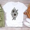 Tee Top Fashion T Shirt Clothing 90s Sweet Style Watercolor Lovely Style Casual Short Sleeve Women Print Lady Female Graphic T-shirt