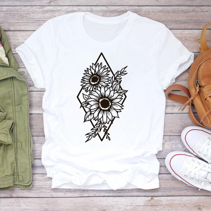 Tee Top Fashion T Shirt Clothing 90s Sweet Style Watercolor Lovely Style Casual Short Sleeve Women Print Lady Female Graphic T-shirt