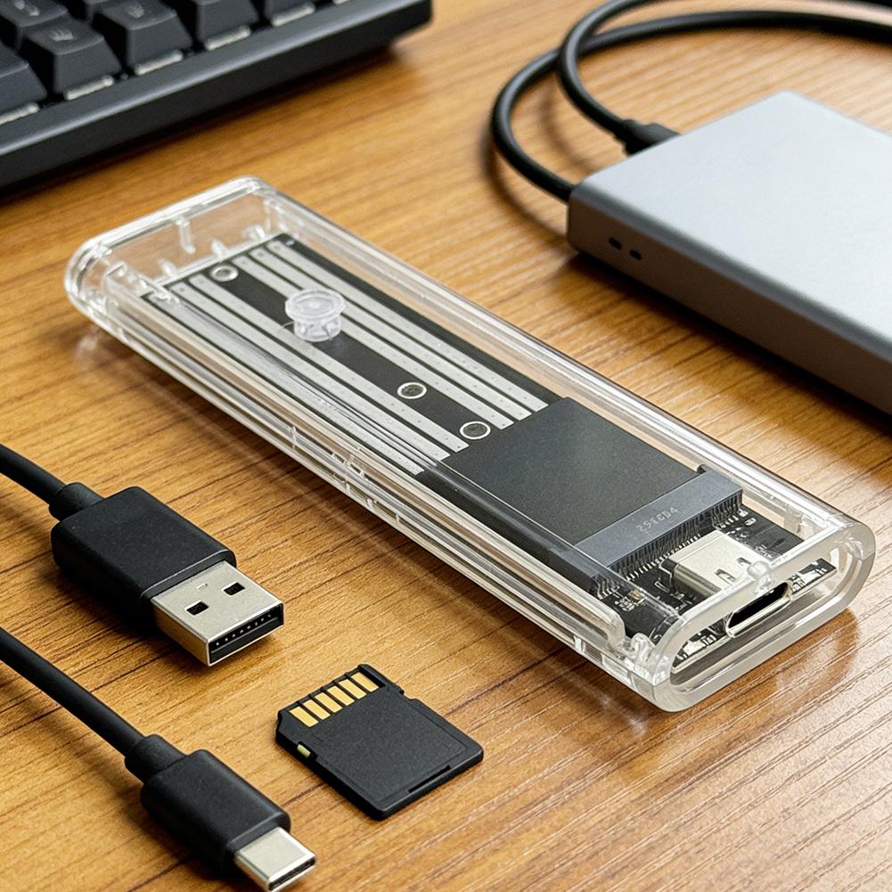 M.2 NGFF SATA Type C 3.1 Transparent External SSD Case 10Gbps Hard Disk Case External SSD Adapter for 2230 2242 2260 2280