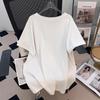 Women's Plus Size Slimming Mid-Length Short-Sleeve T-Shirt - Round Neck, Loose Fit (Sizes 200-350 Jin)