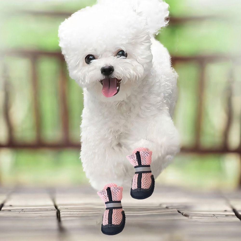 Fashion Soft Dog Mesh Shoes Breathable Comfortable Mesh Pet Shoe Cover with Zipper Wear-resistant Dog Walking Boots Cats