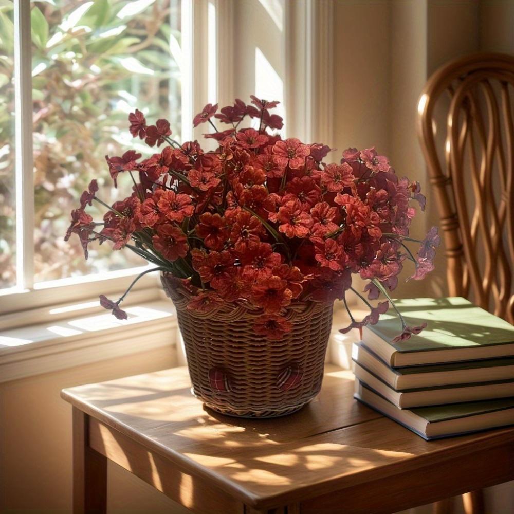 6pcs Artificial Wild Violet Flowers, for Indoor and Outdoor Hanging Plants, Farmhouse Decoration, Tabletop Placement,  Without Container