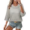 Top in Maglia da Donna Colorato con Scollo Tondo Lavorazione a Intreccio Manica 3/4 per Spiaggia e Uso Casual