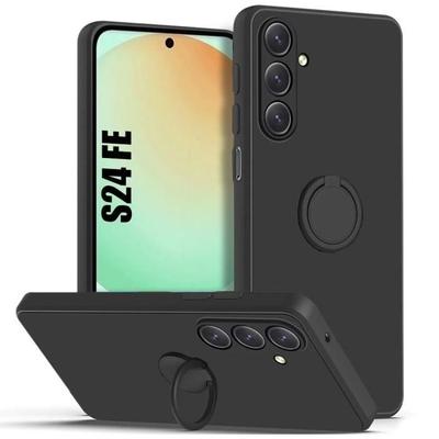 Silicone Case - Samsung - Galaxy S24 FE - Black - Shockproof - Adjustable Stand
