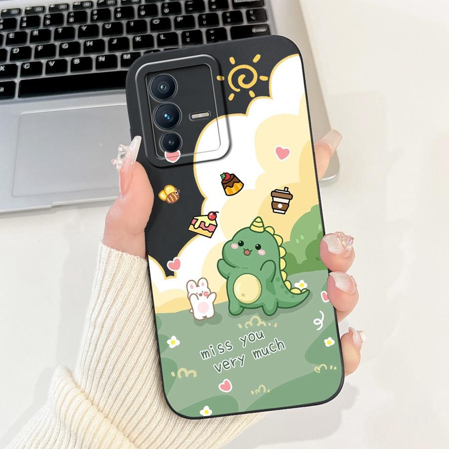 Lovely Painted Phone Case For Vivo V23 5G V23e V23 Pro Silicone Anti-knock Soft Cover Funda Vivo V2130 V2132 Panda Cat Animals