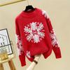 Loose Snowflake Turtleneck Sweaters Women Pullover Knitted Sweaters Plus Size Casual Solid Long Sleeve Sweater Coat