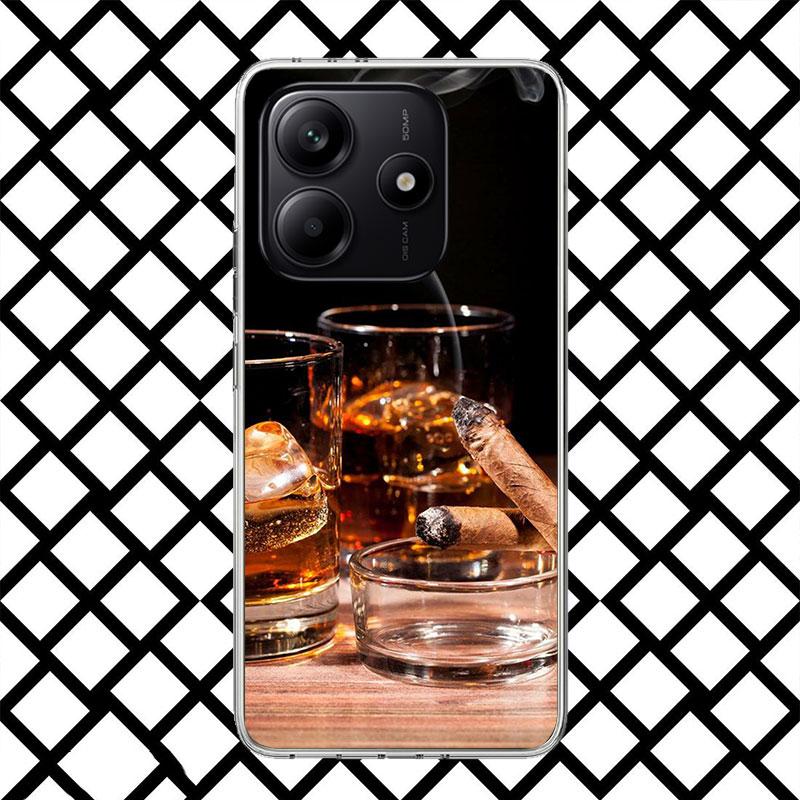 Cigar Whiskey Ice Drink Phone Case for Xiaomi Redmi Note 15 14 14S 13 12 12S 11 Pro Plus 11E 11T 11S 10S 5G Soft Cover Fundas Re