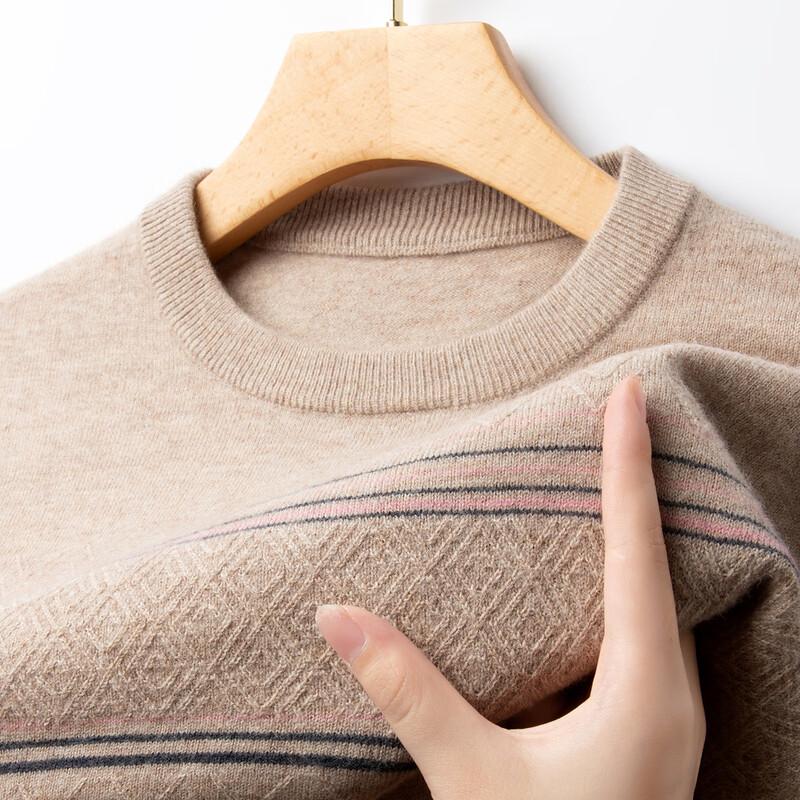 

FAPAI Men s 100% Merino Wool Striped Round Neck Sweater 2XL 54