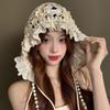 Pearl Tassels Crochet Flower Knitted Hat Bohemian Style Weave Cap Cute Lace Beanies  Outdoor