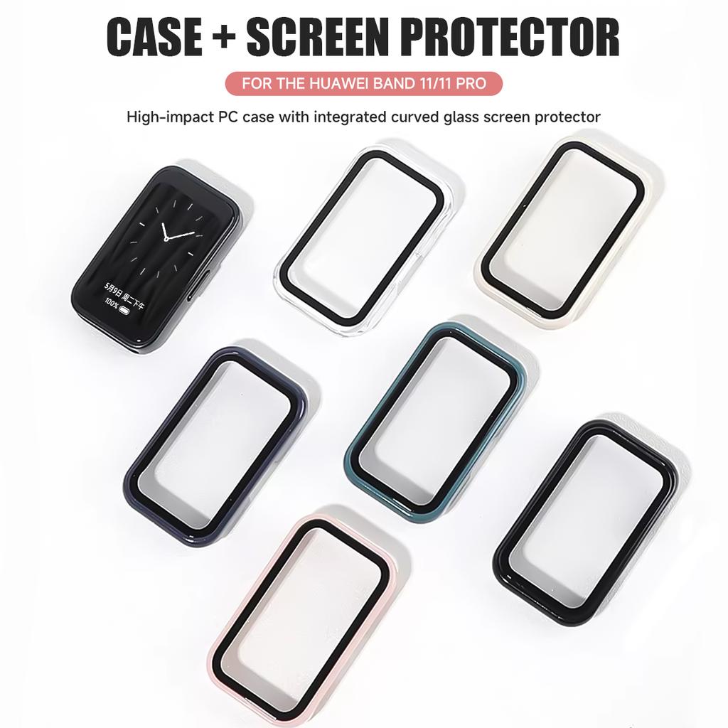 Glass+Case for For Huawei Band 11Pro 11 Tempered Glass Screen Protector Bumper for Huawei Band 11NFC 11Pro NFC Accessories