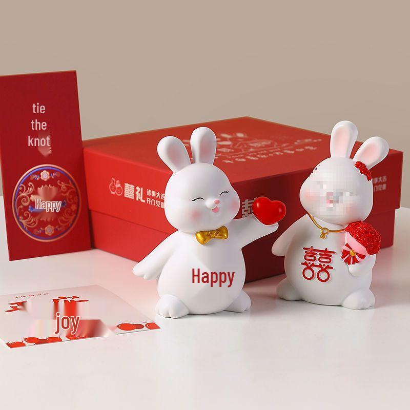 Creative Rabbit Figurine: Festive Newlywed Gift & Decoration for Couples