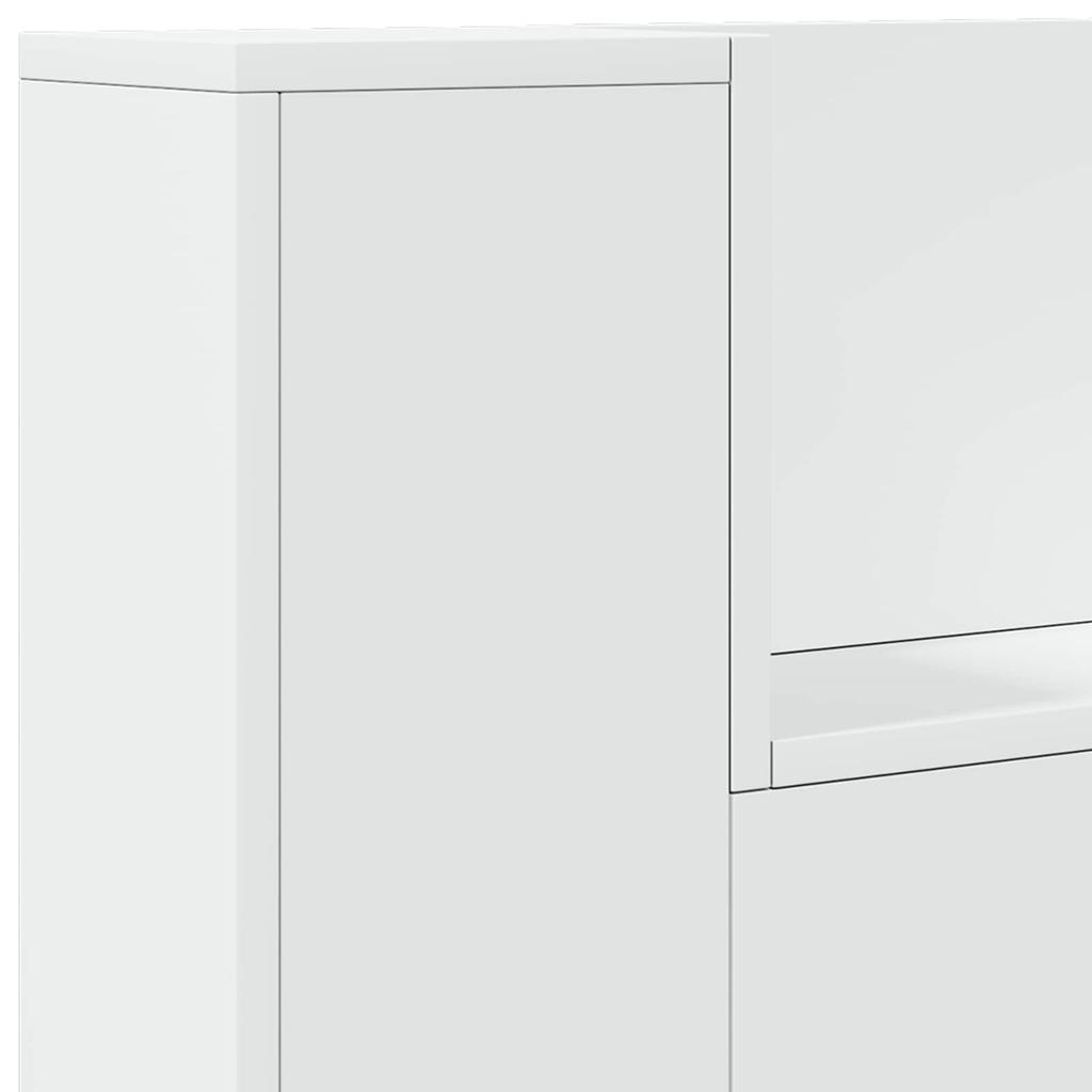 LED Headboard with Storage Space White Wood Based Material