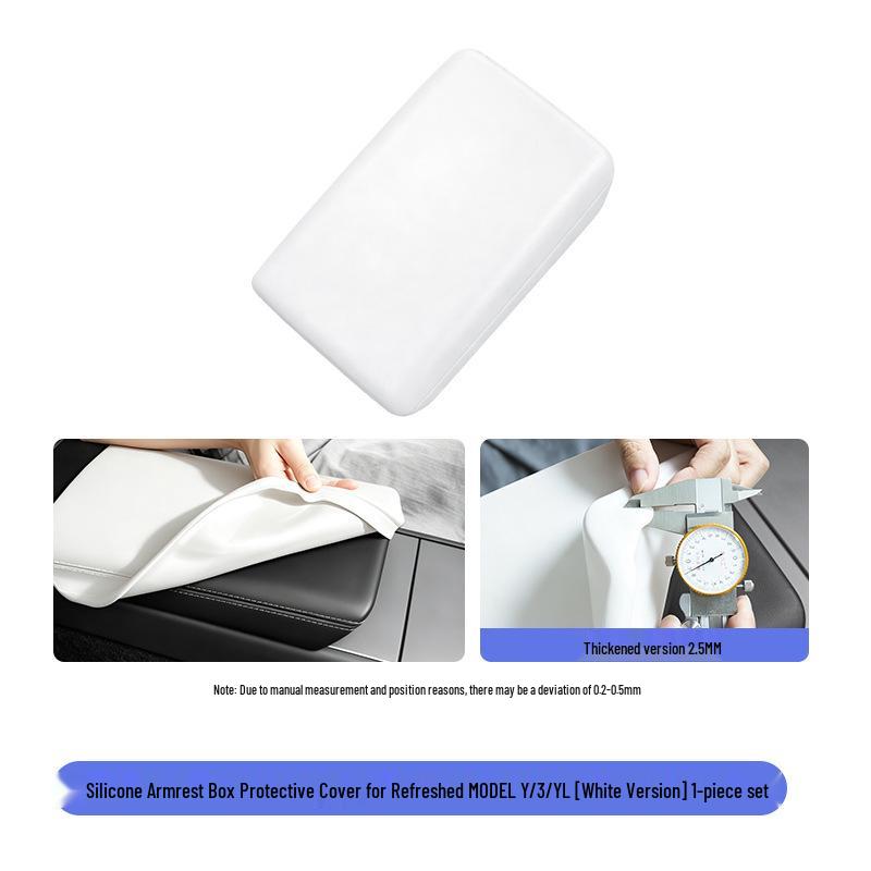 Black & White Silicone Armrest Cover for Tesla Model Y/3/YL – Scratch & Wear Resistant