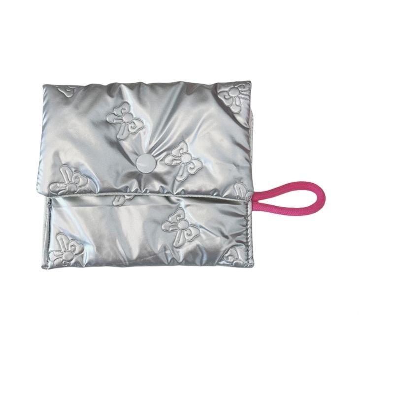

Y3NA Stylish Silver Quilted Storage Case Delicate and Portable Organizers Perfect for Makeup Coin and Small Items