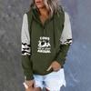 Women's Casual Fashion 2022 Cows Stripes Print Long Sleeve Pullover Hooded Top