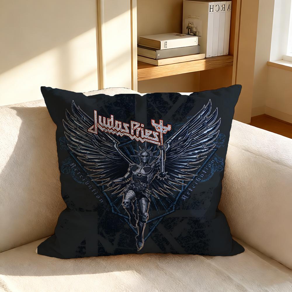 S-Judas Priest Cushion Cover Square Cushion Cover, Vintage Soft Sofa Pillow Case, Home Decoration And Protective Cover